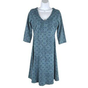 Toad & Co Rosalinda Dress Small Printed Organic Cotton Blend V-Neck DR-1632